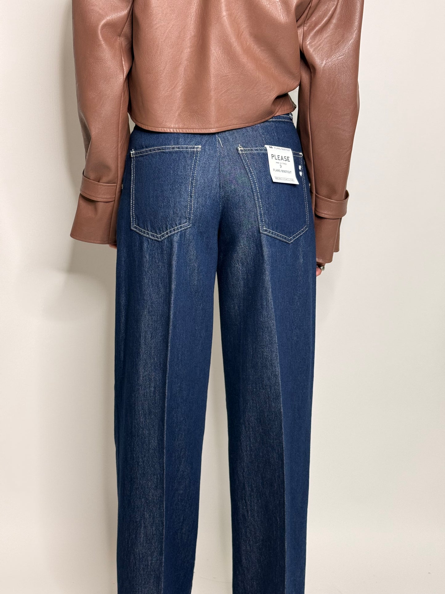 Jeans a gamba larga con vita alta e piega - Please