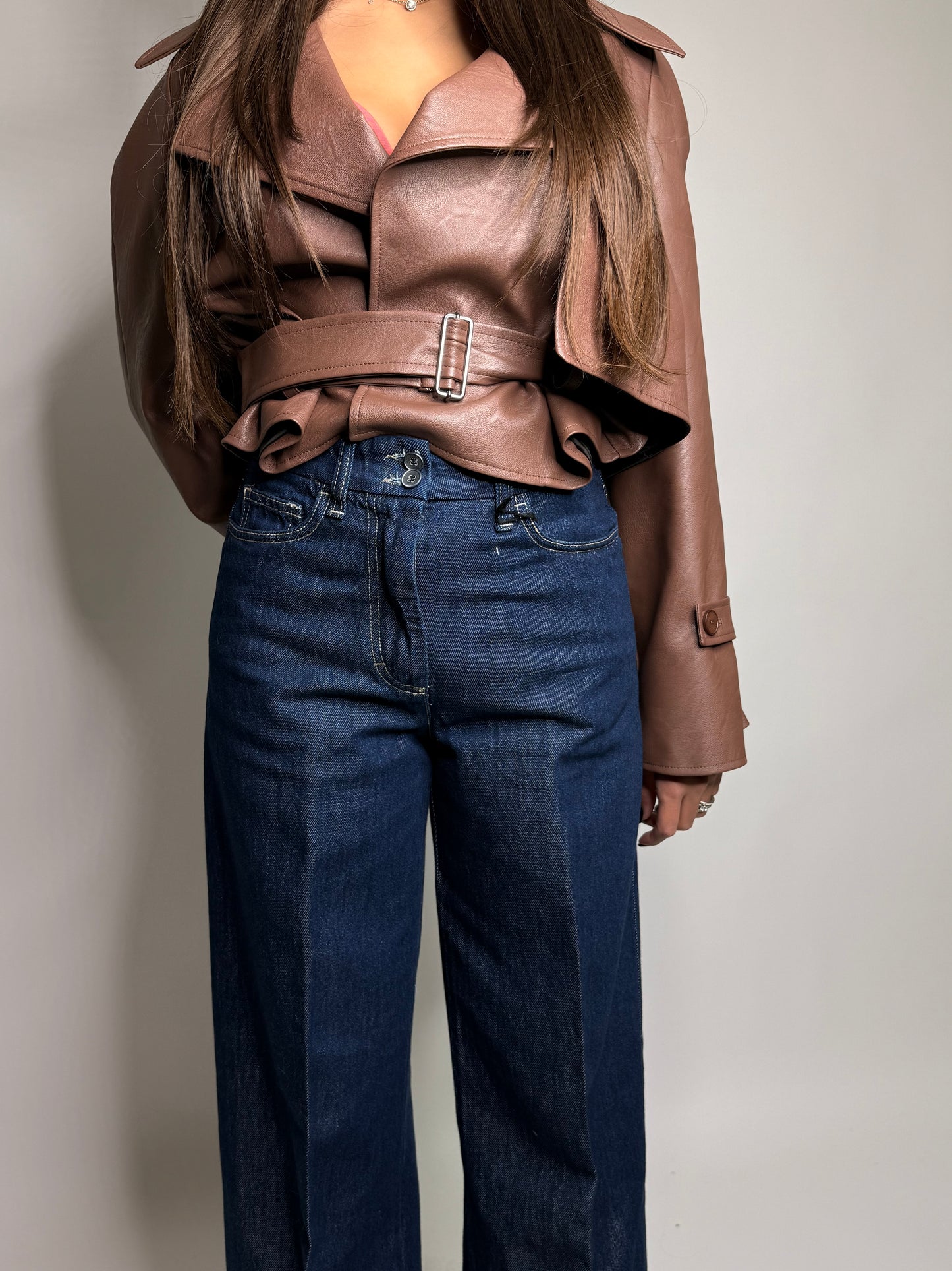 Jeans a gamba larga con vita alta e piega - Please
