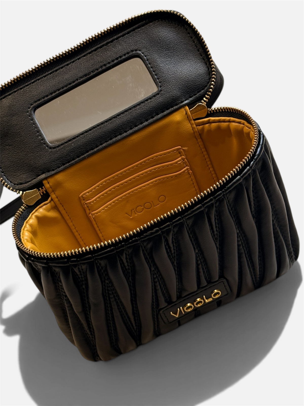 Borsa Vicolo Trapuntata Nera con specchio