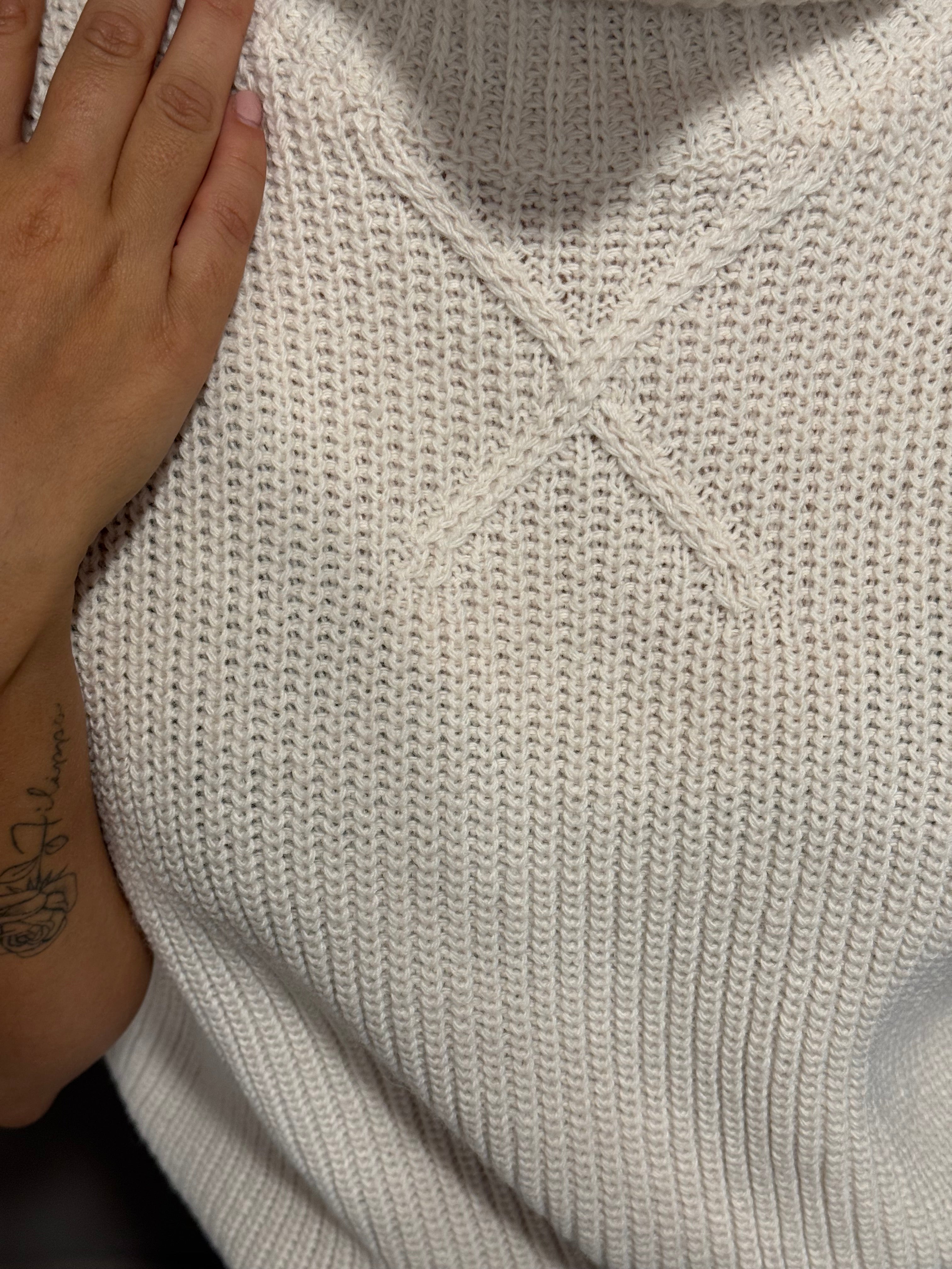 Maglione senza maniche a collo alto Please - Panna