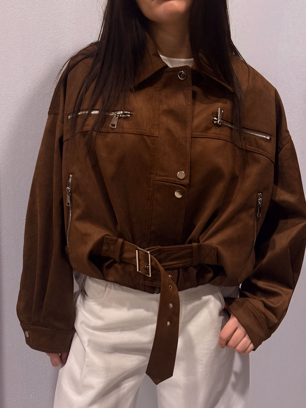 Bomber biker in Alcantera Vicolo