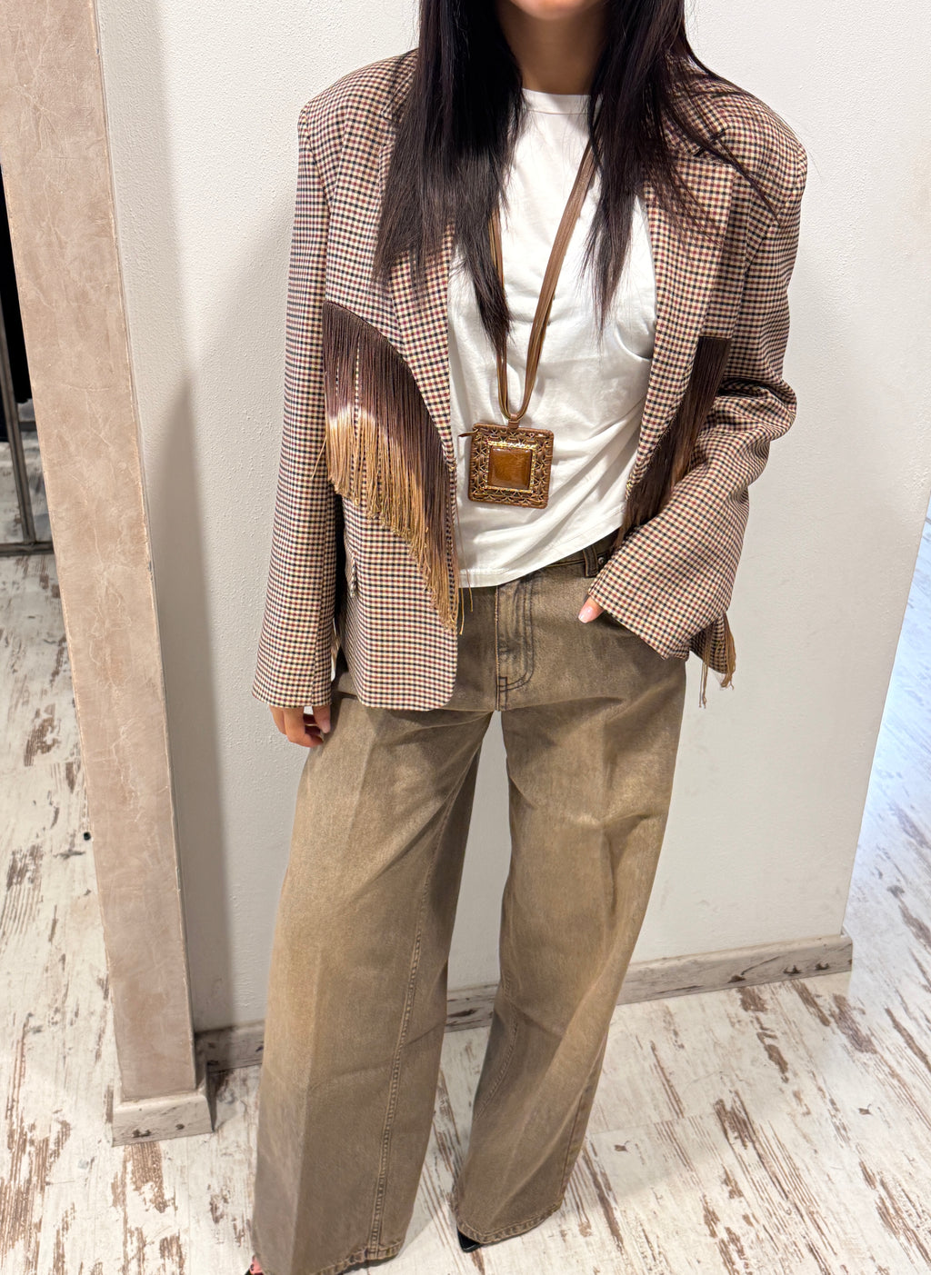 Giacca Quadri Con Frange – Haveone