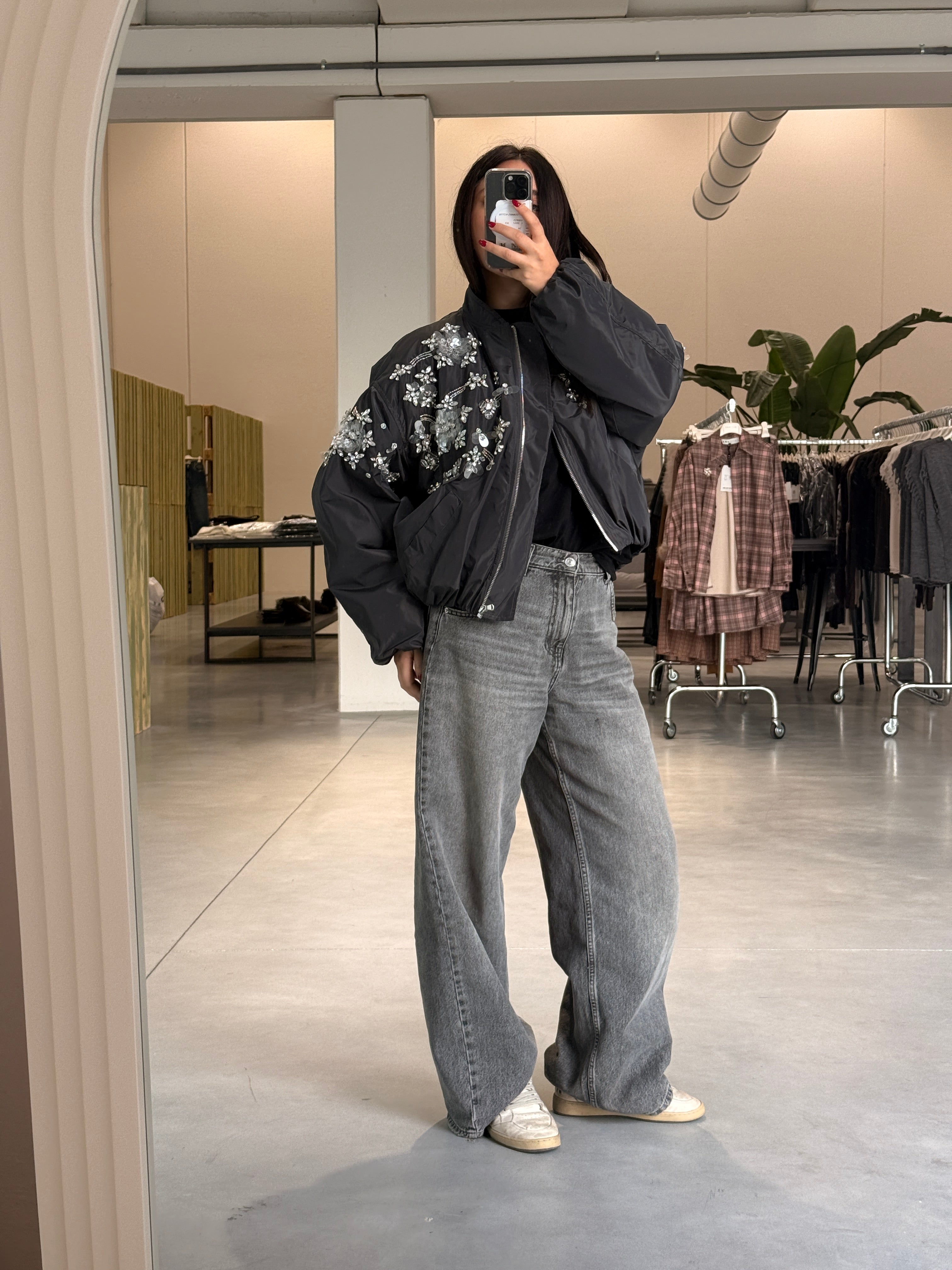 Haveone bomber over con cristalli ricamati