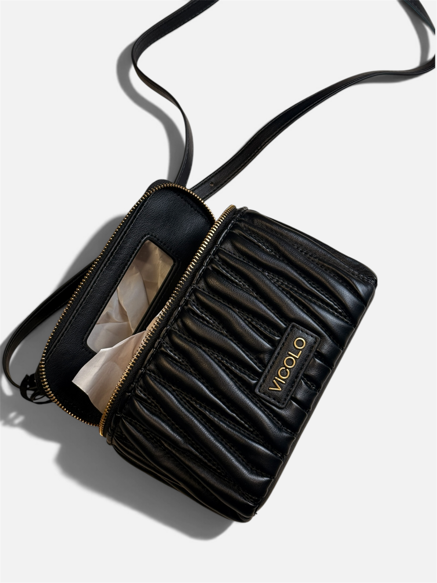 Borsa Vicolo Trapuntata Nera con specchio