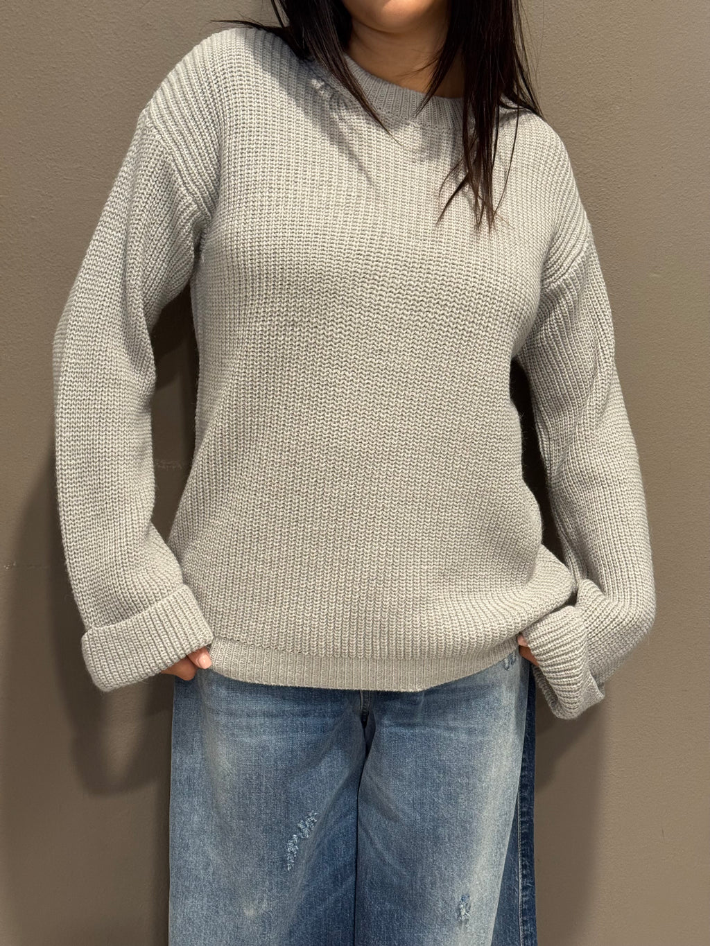 Maglione girocollo Please Grigio