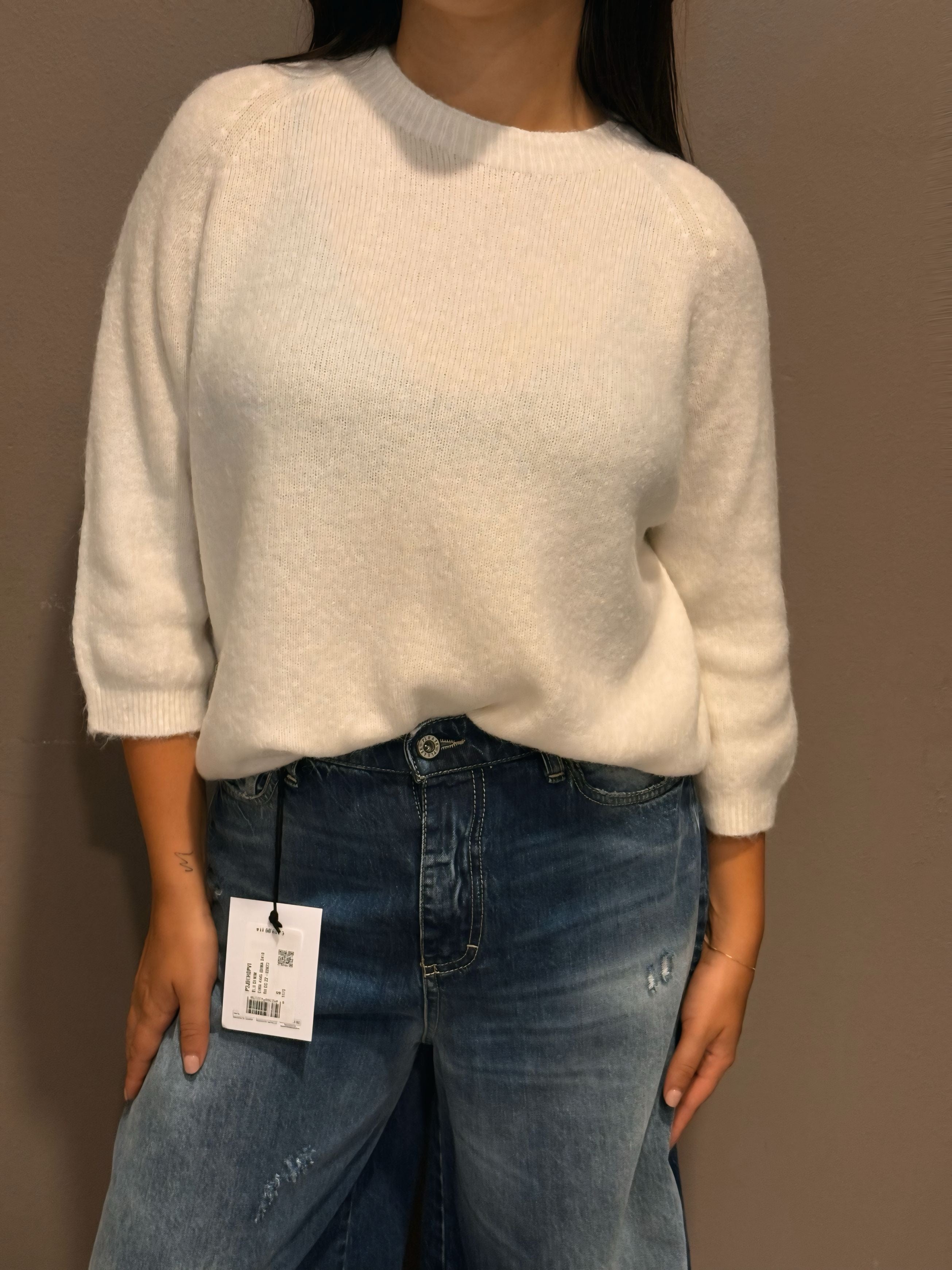 Pullover con maniche 3/4 e girocollo Please