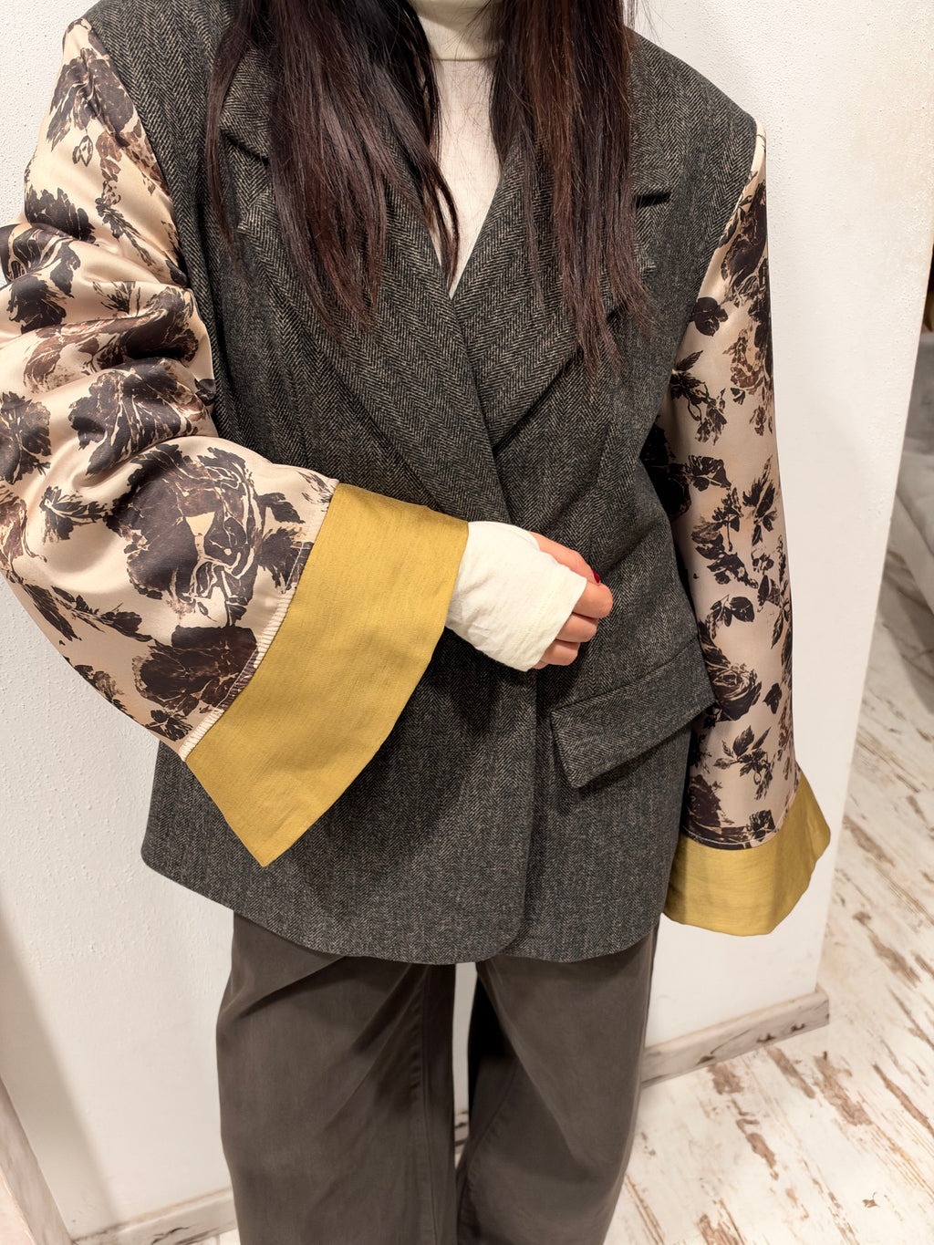 Blazer Over Maniche Stampa Floreale