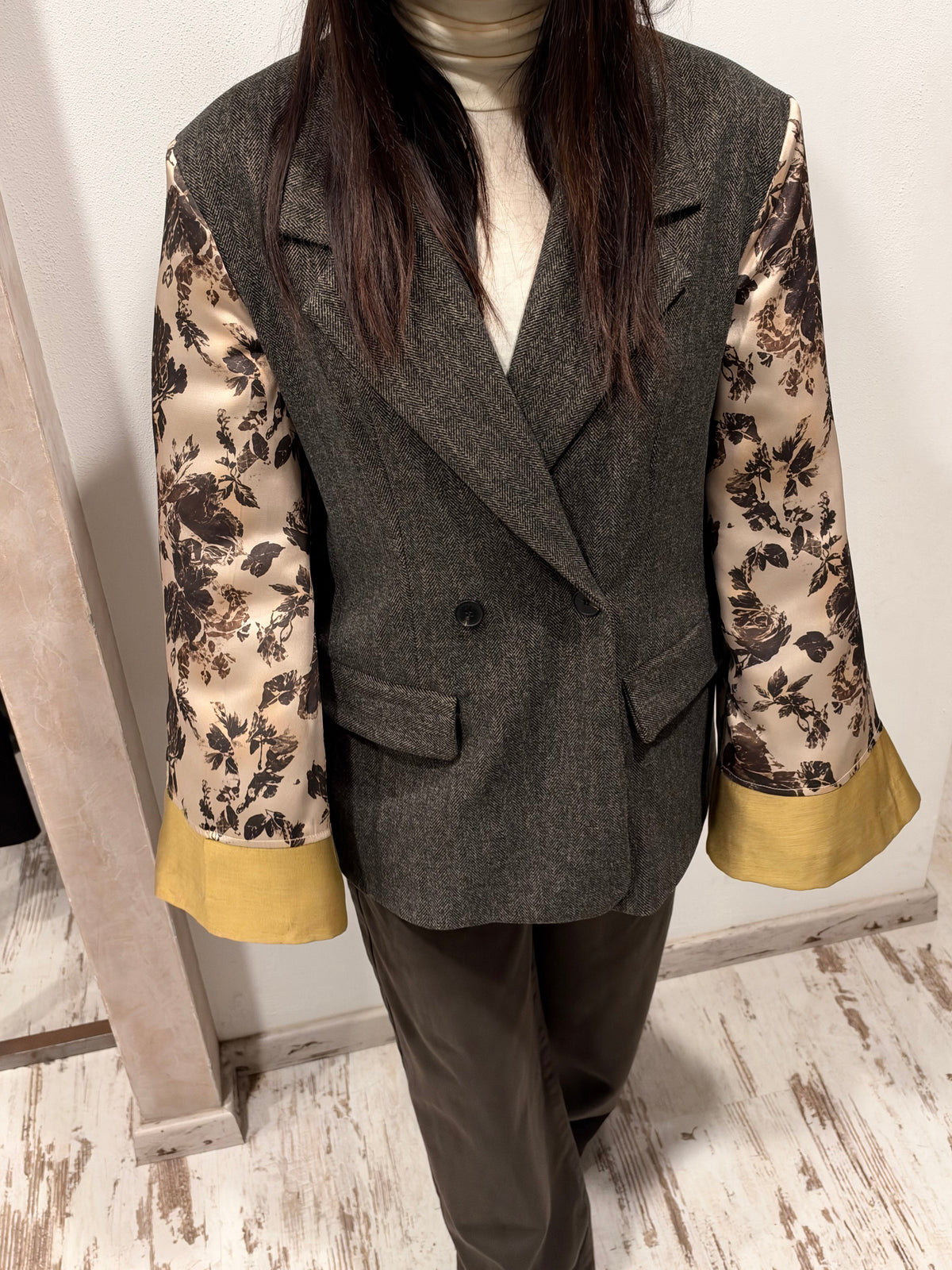 Blazer Over Maniche Stampa Floreale