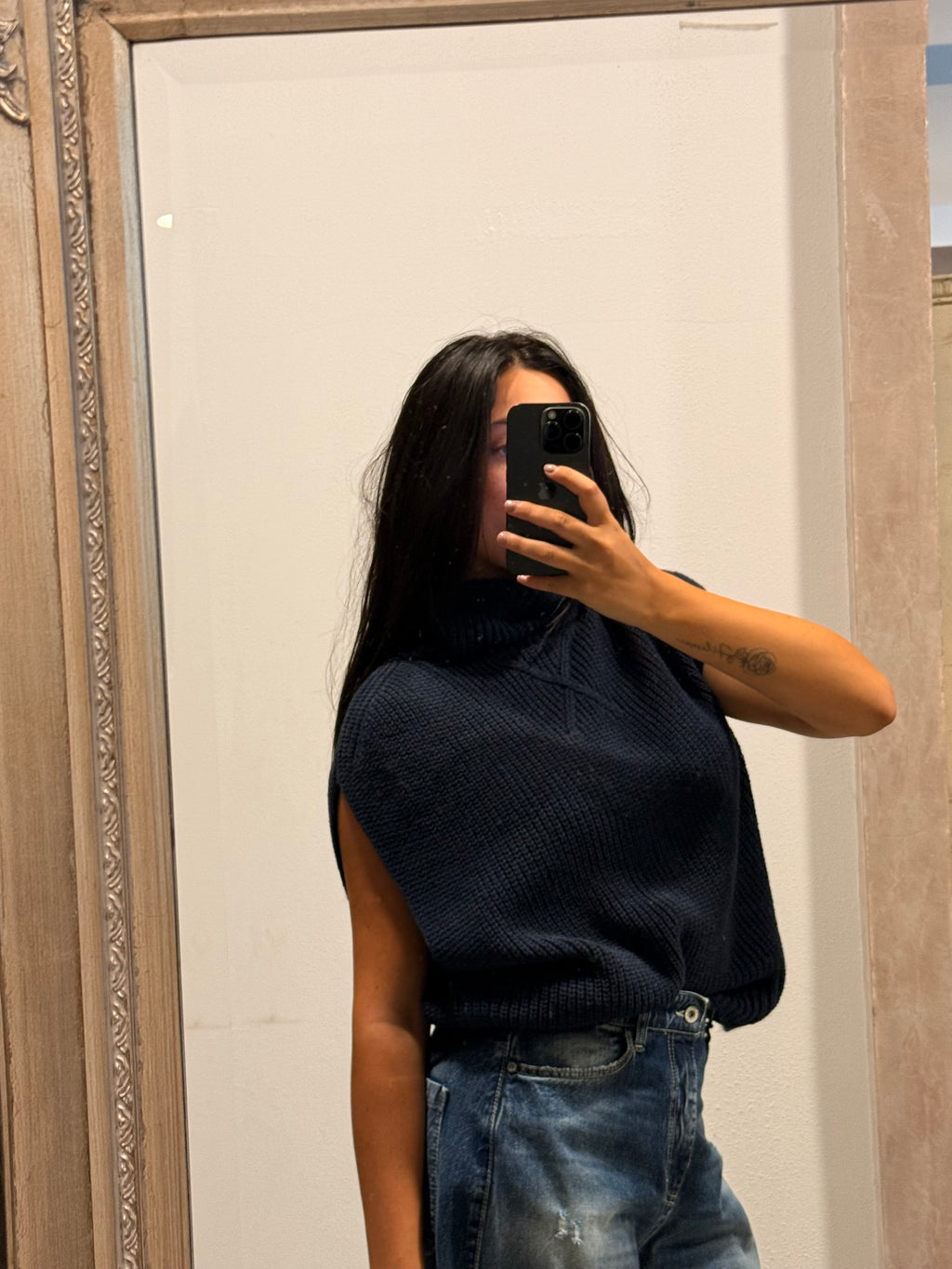 Maglione senza maniche a collo alto Please - Blu