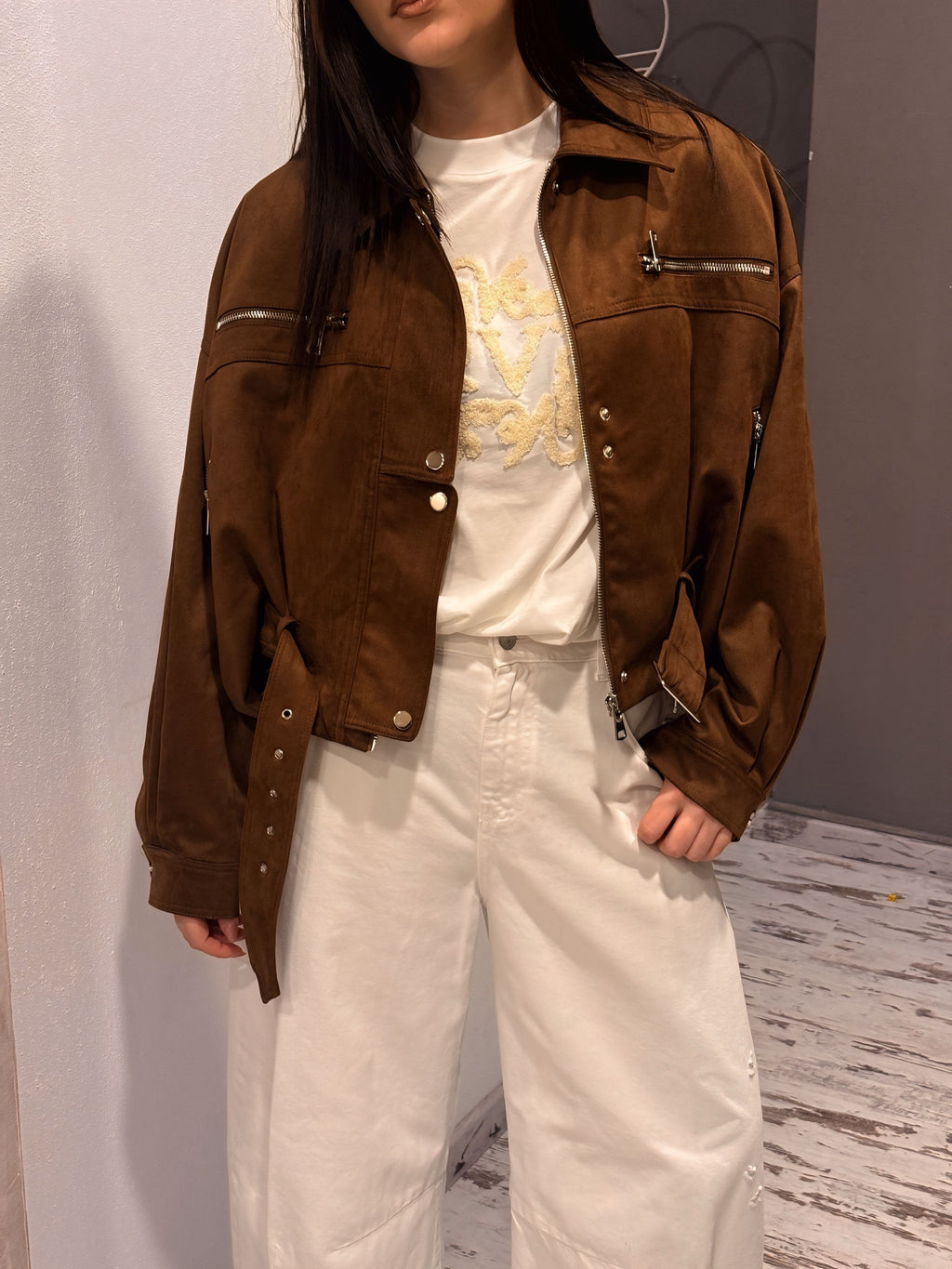 Bomber biker in Alcantera Vicolo