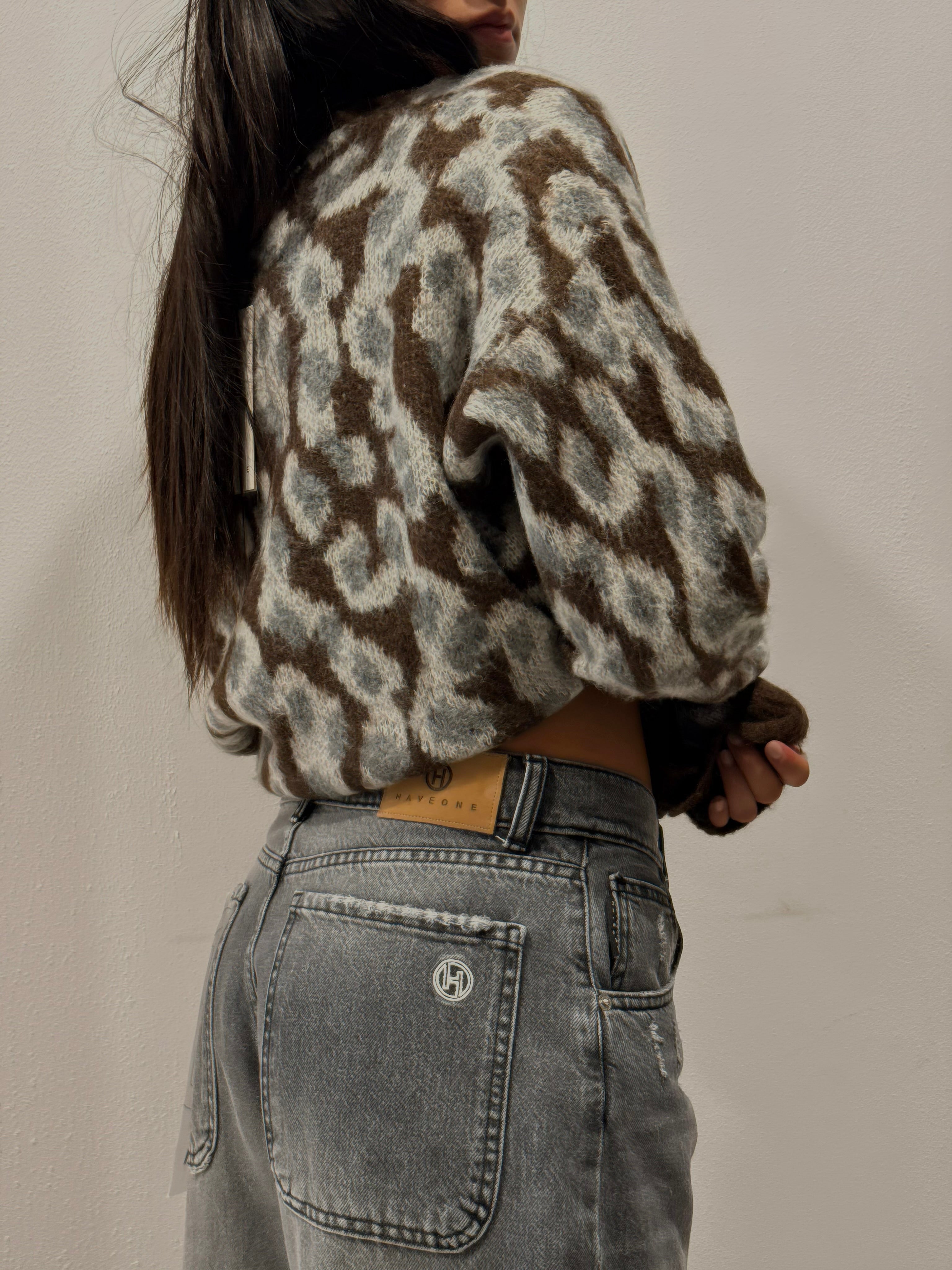Cardigan jacquard maku moro a quattro bottoni - HaveOne