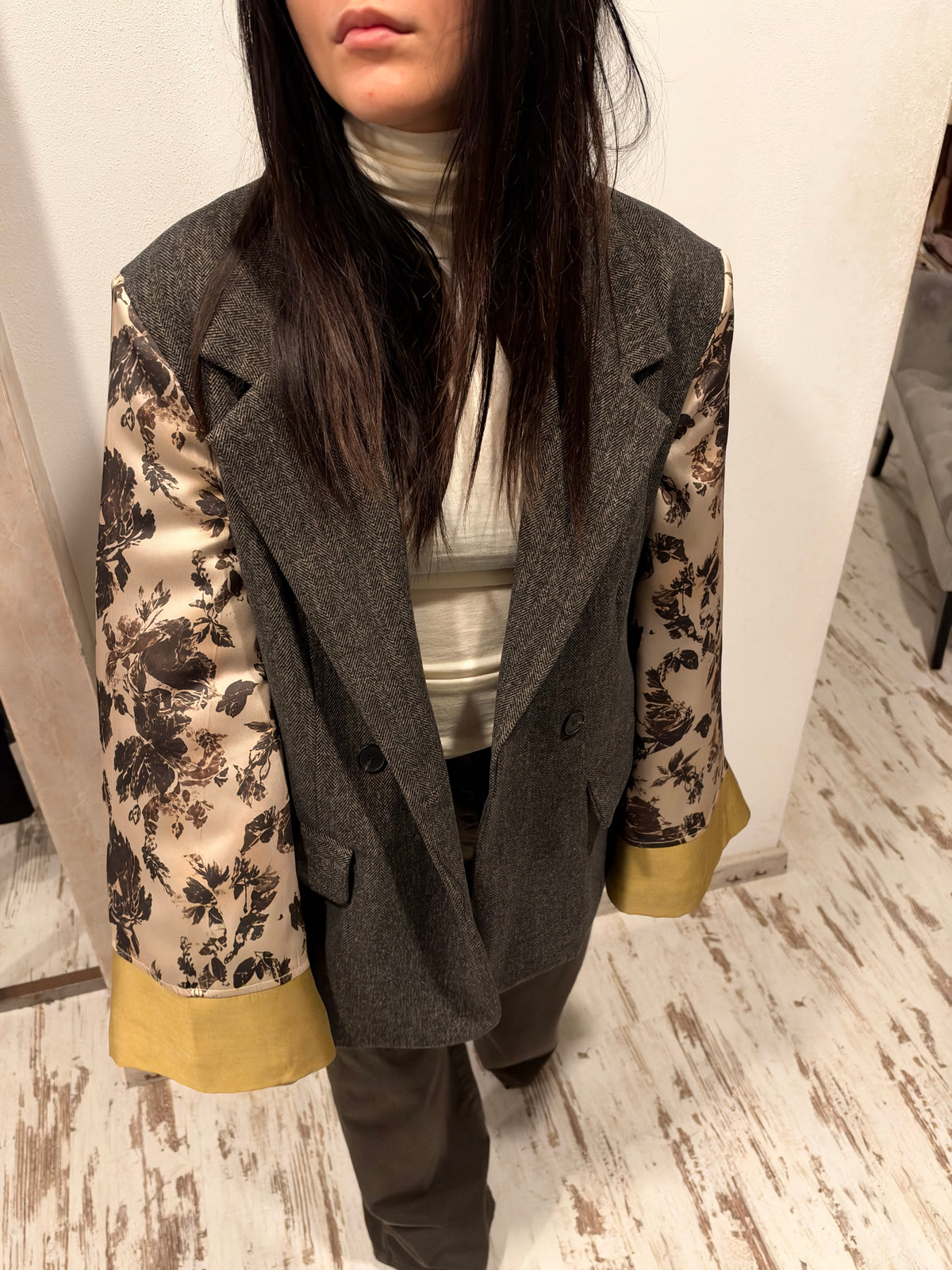 Blazer Over Maniche Stampa Floreale