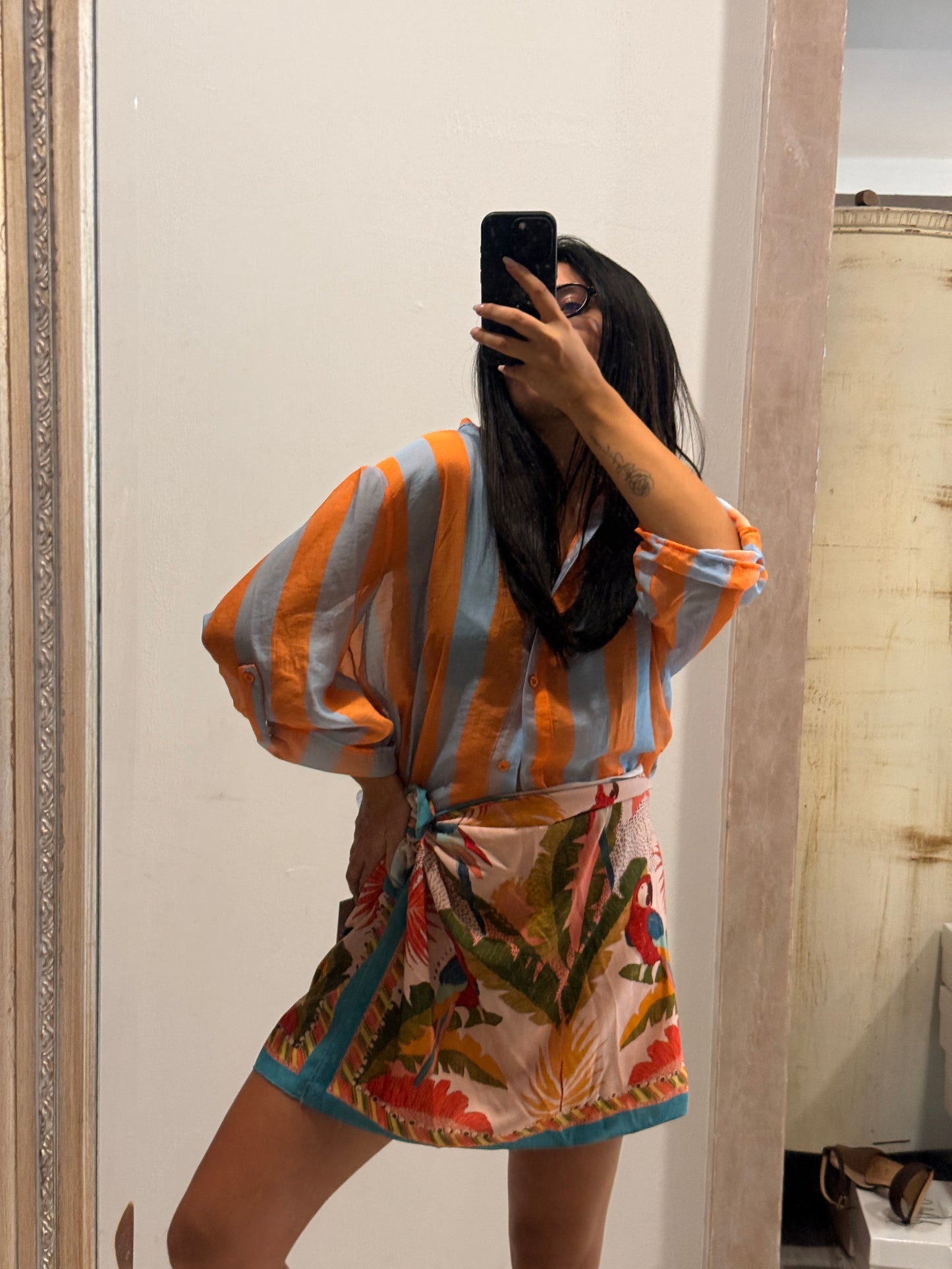 Camicia HaveOne The Island Righe Arancio Cielo