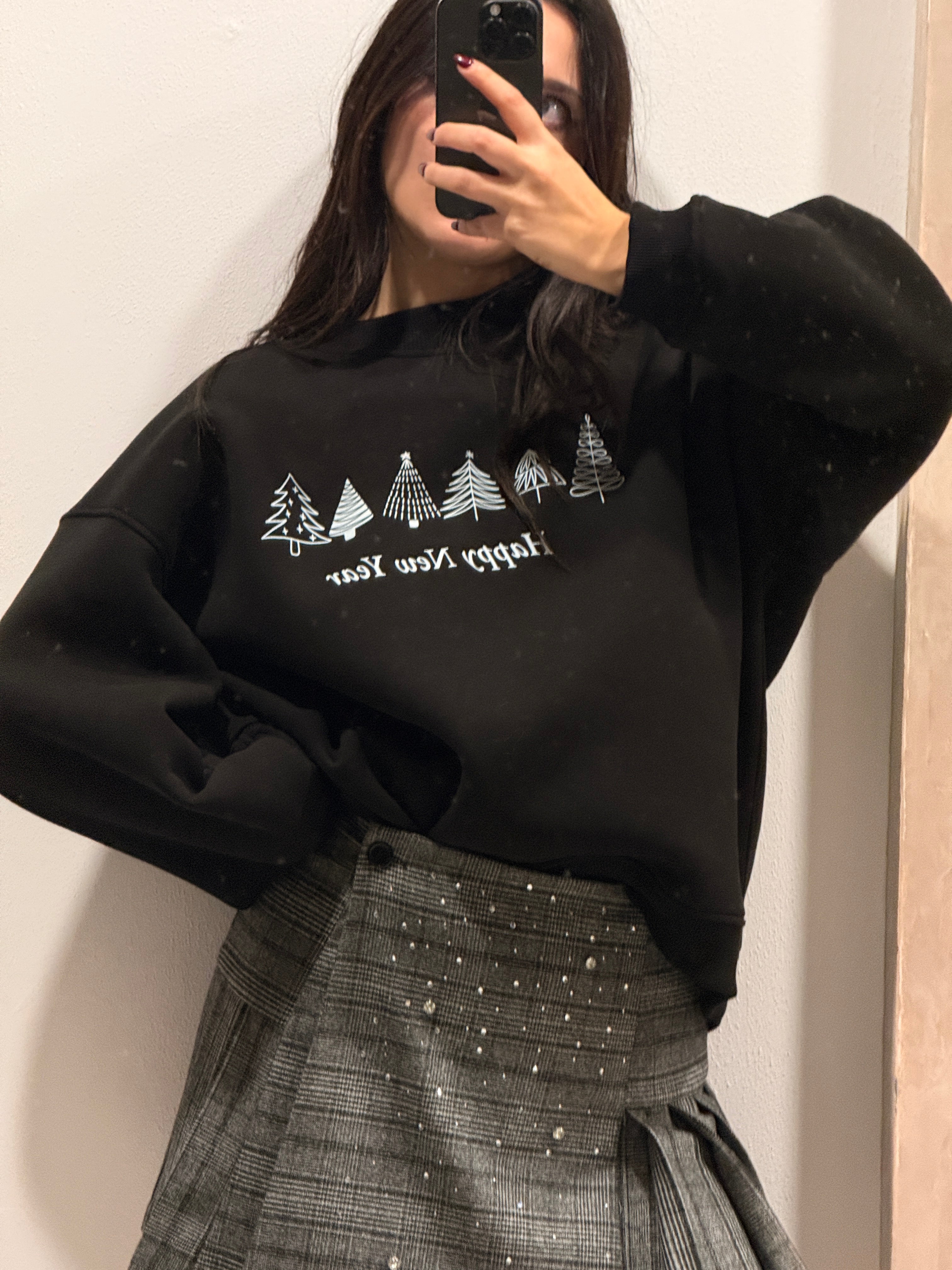 Gonna corta a portafoglio con perle e motivo check Please