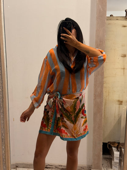 Camicia HaveOne The Island Righe Arancio Cielo