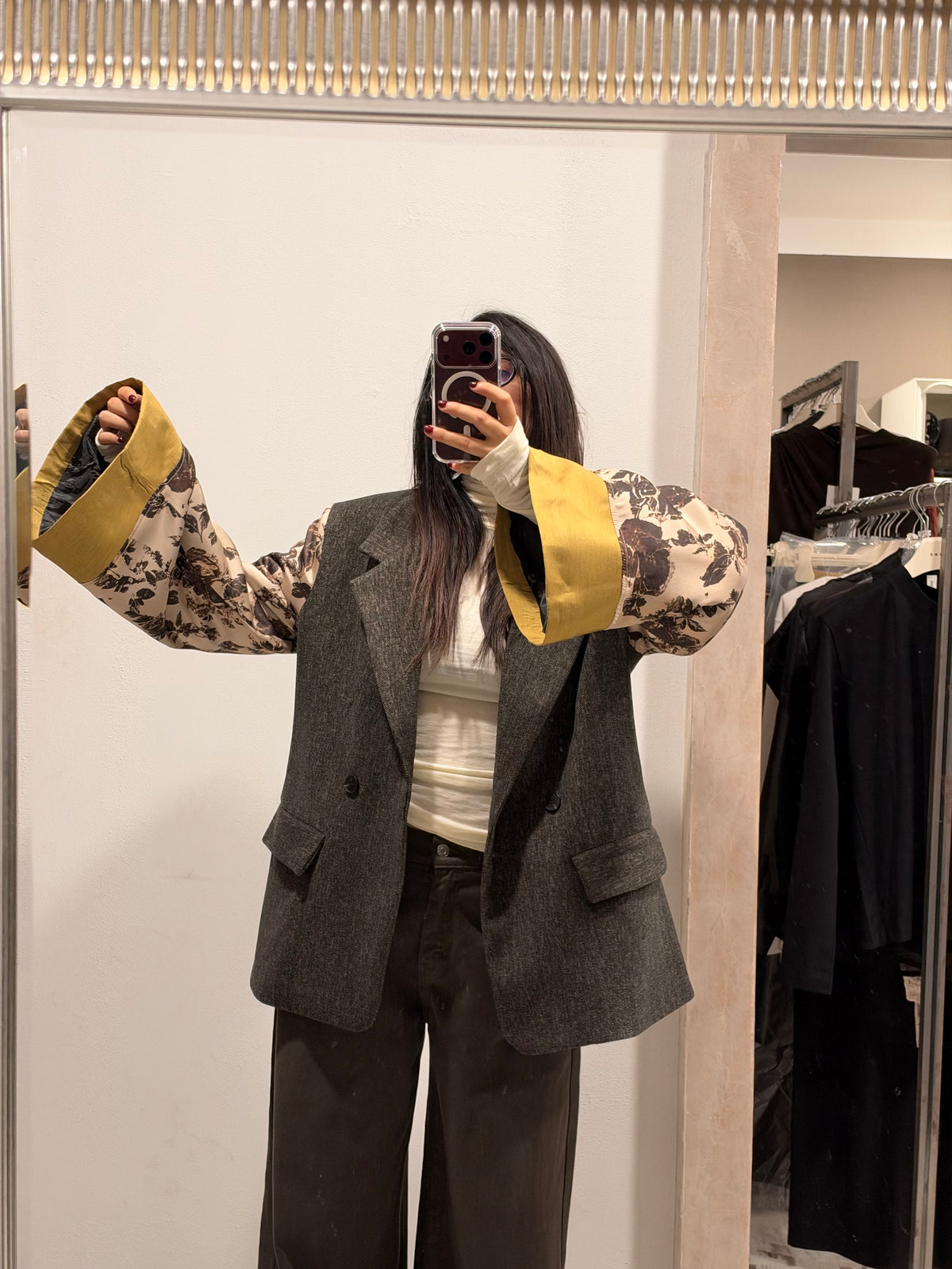 Blazer Over Maniche Stampa Floreale