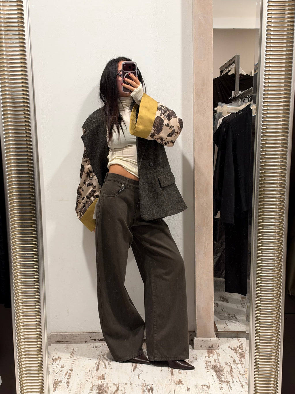Blazer Over Maniche Stampa Floreale