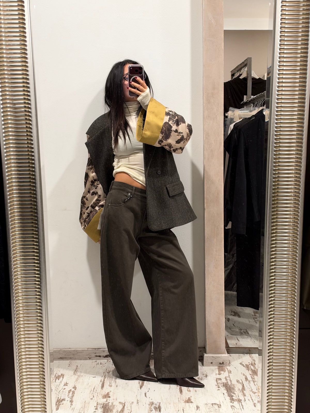 Blazer Over Maniche Stampa Floreale