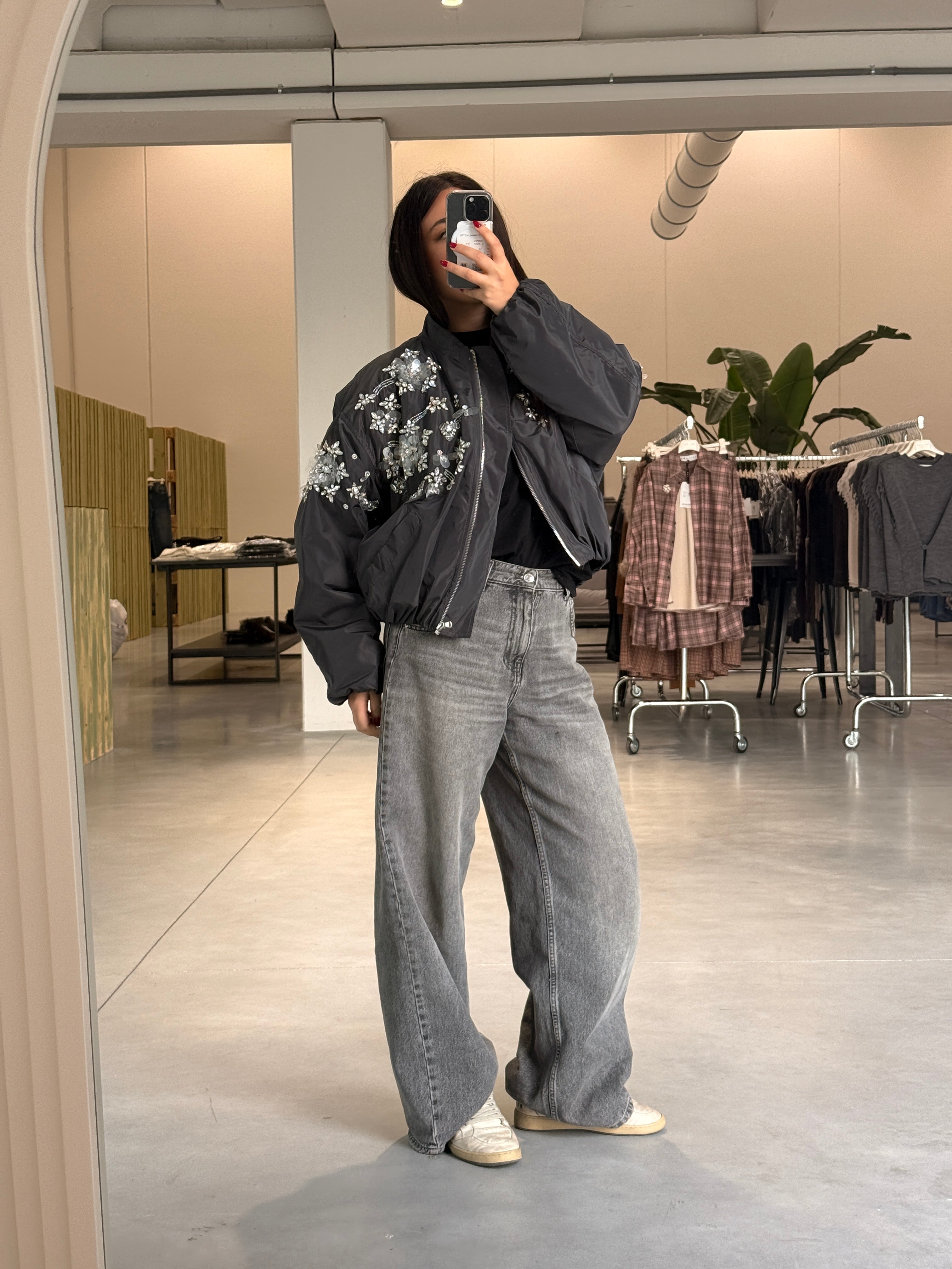 Haveone bomber over con cristalli ricamati