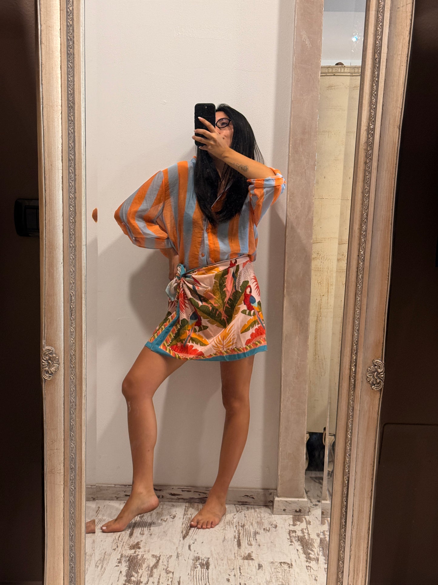 Camicia HaveOne The Island Righe Arancio Cielo