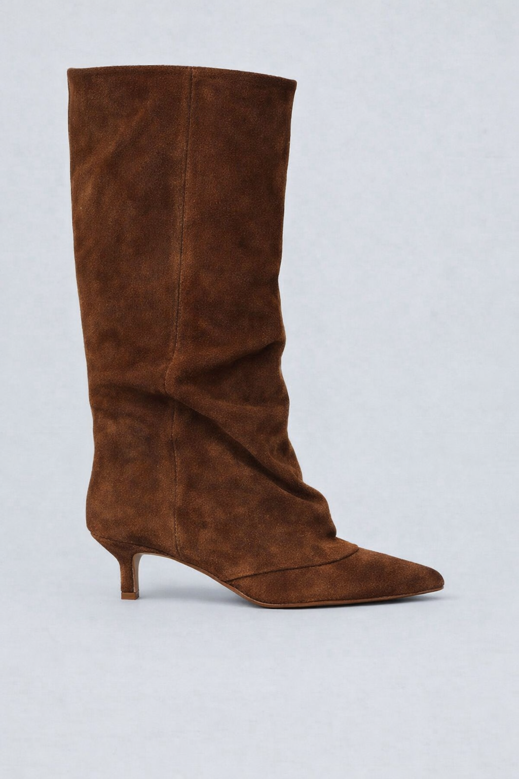 Stivale scamosciato tabacco gambale arricciato - Ovyè