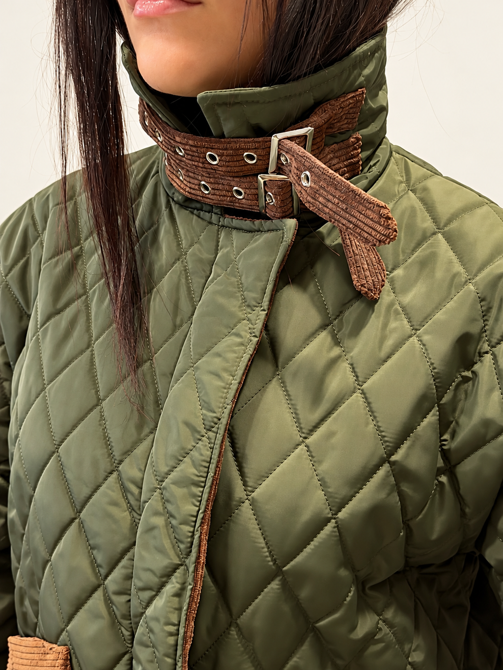 Tensione – Giacca Trapuntata con Tasche in Velluto a Coste