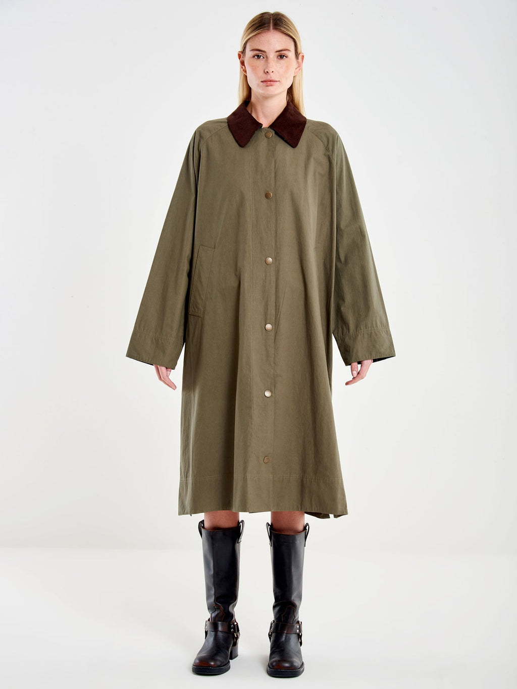 Trench verde militare collo velluto Vicolo