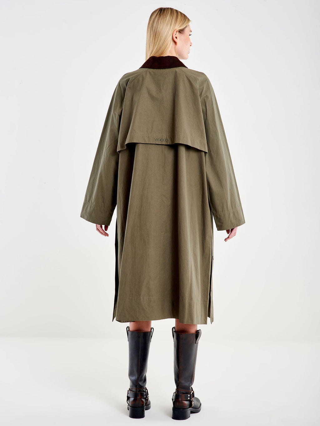 Trench verde militare collo velluto Vicolo