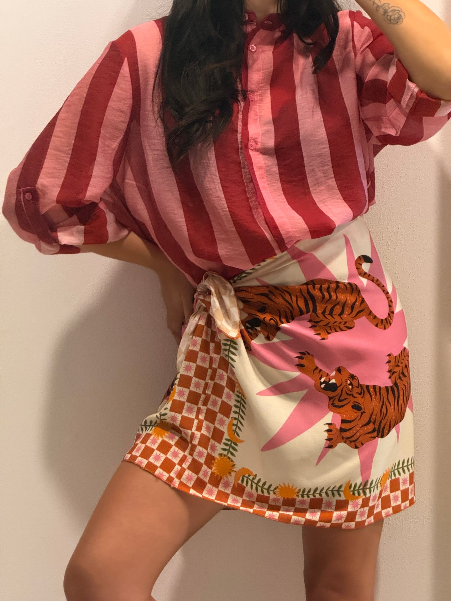 Gonna pareo stampa tigri arancio HaveOne