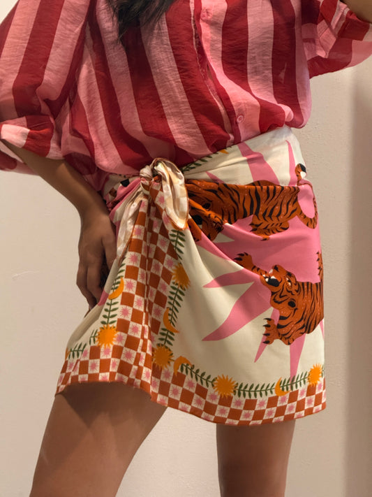 Gonna pareo stampa tigri arancio HaveOne