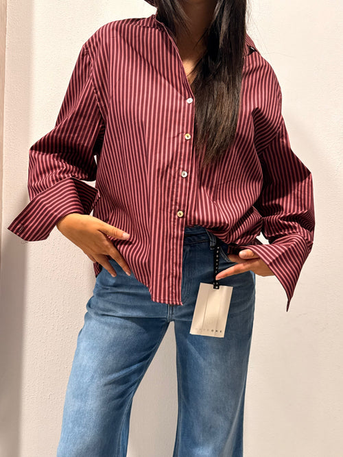 Camicia Oversize a righe HaveOne - Bordeaux & Rosa