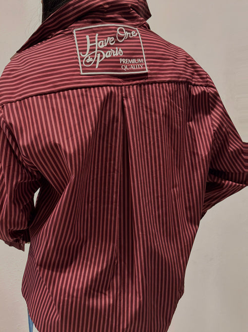 Camicia Oversize a righe HaveOne - Bordeaux & Rosa