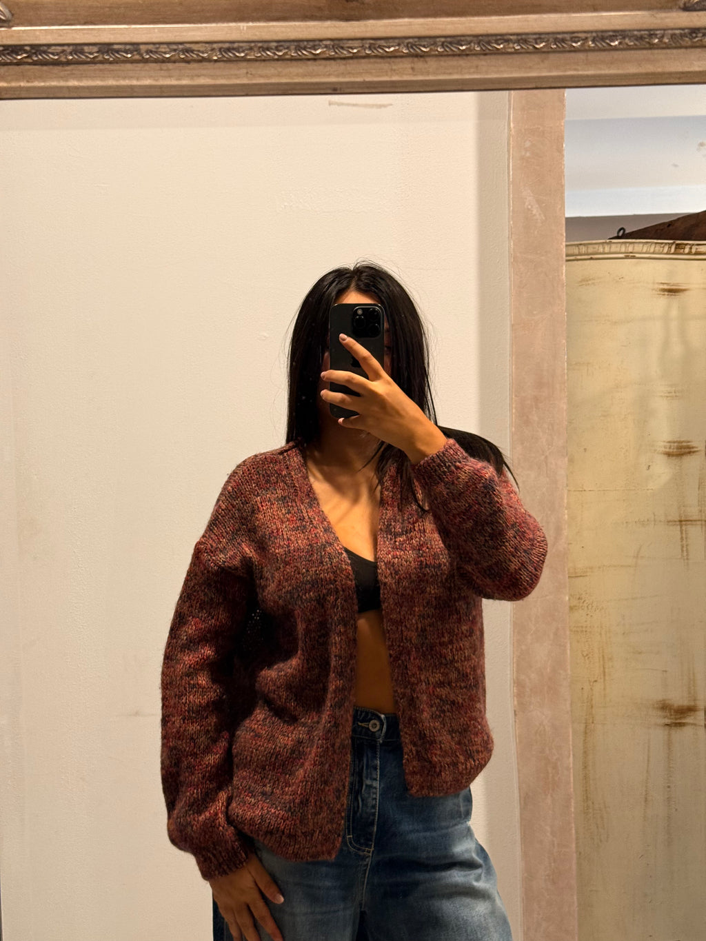 Cardigan con maniche lunghe stampato Please