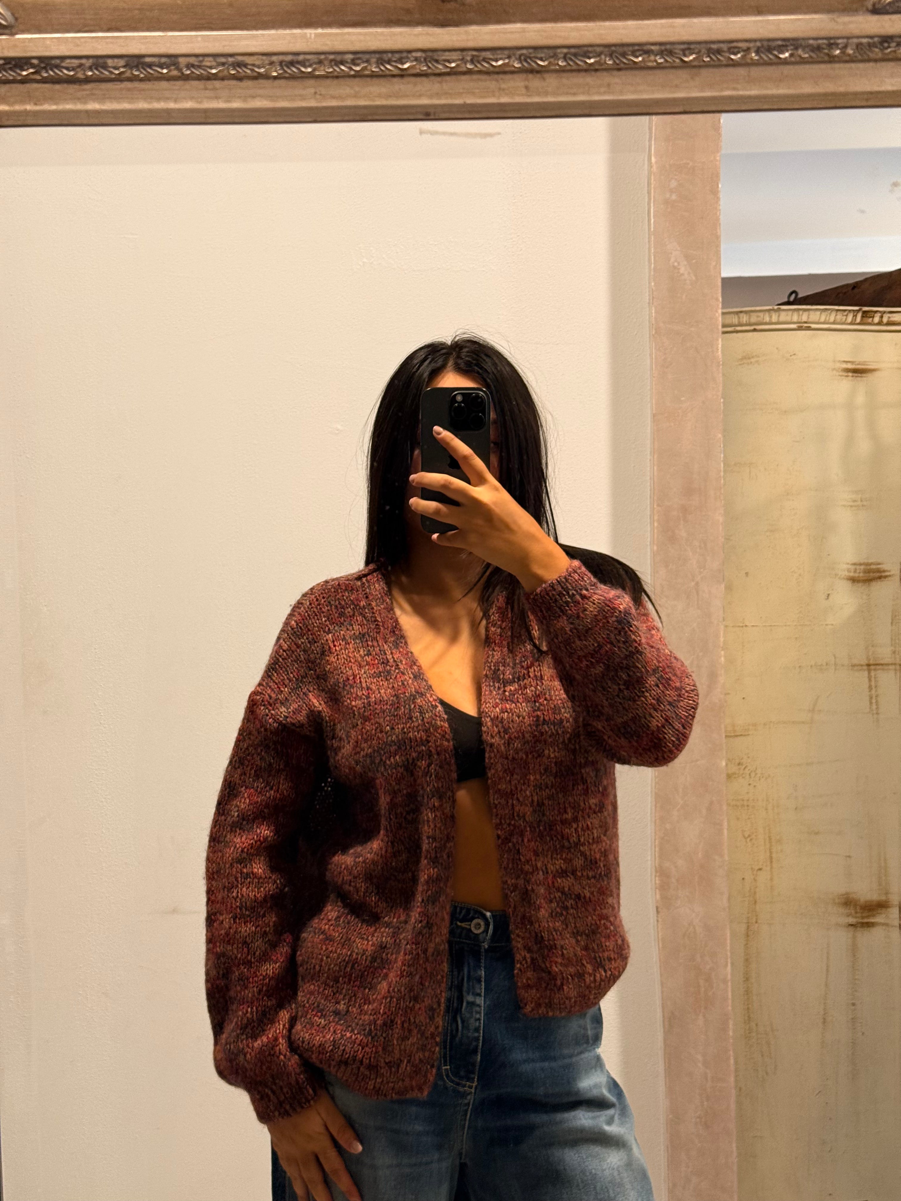 Cardigan con maniche lunghe stampato Please