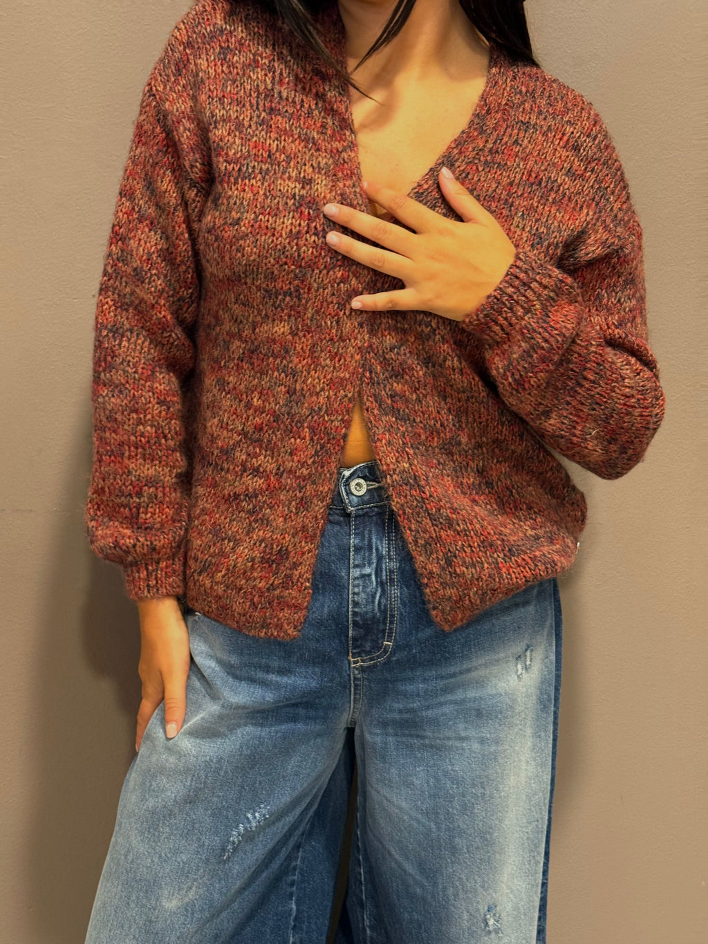 Cardigan con maniche lunghe stampato Please