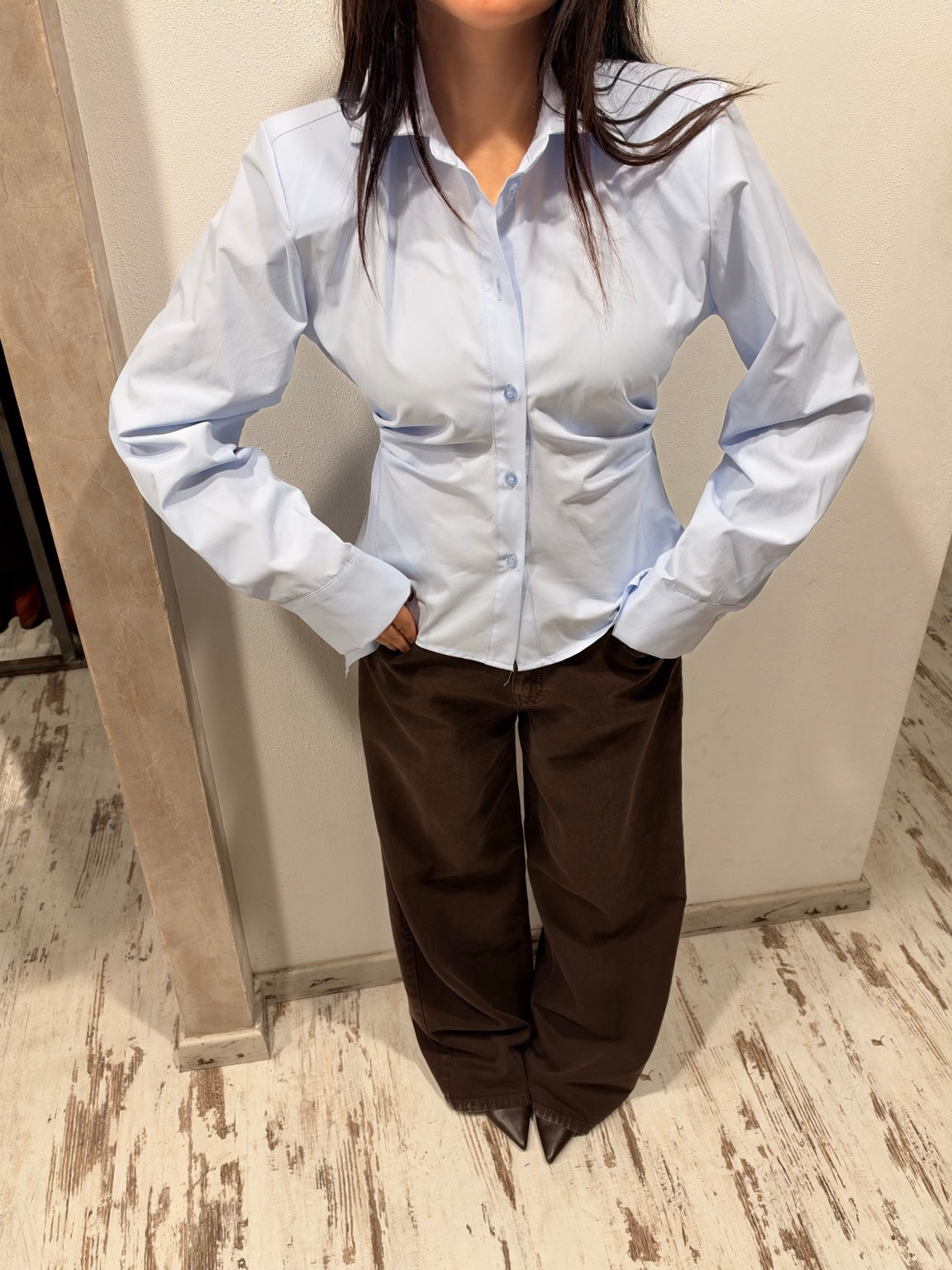 Camicia HaveOne con arricciatura e spallina imbottita