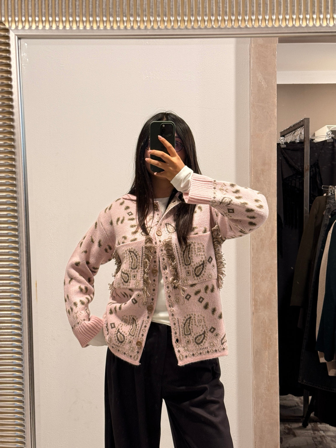 Cardigan bandana rosa vista intera