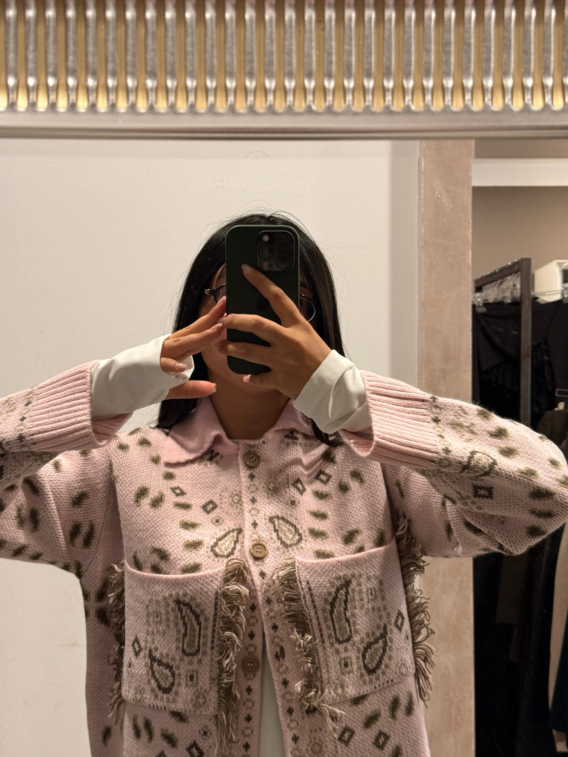 Cardigan rosa Tensione In dettaglio
