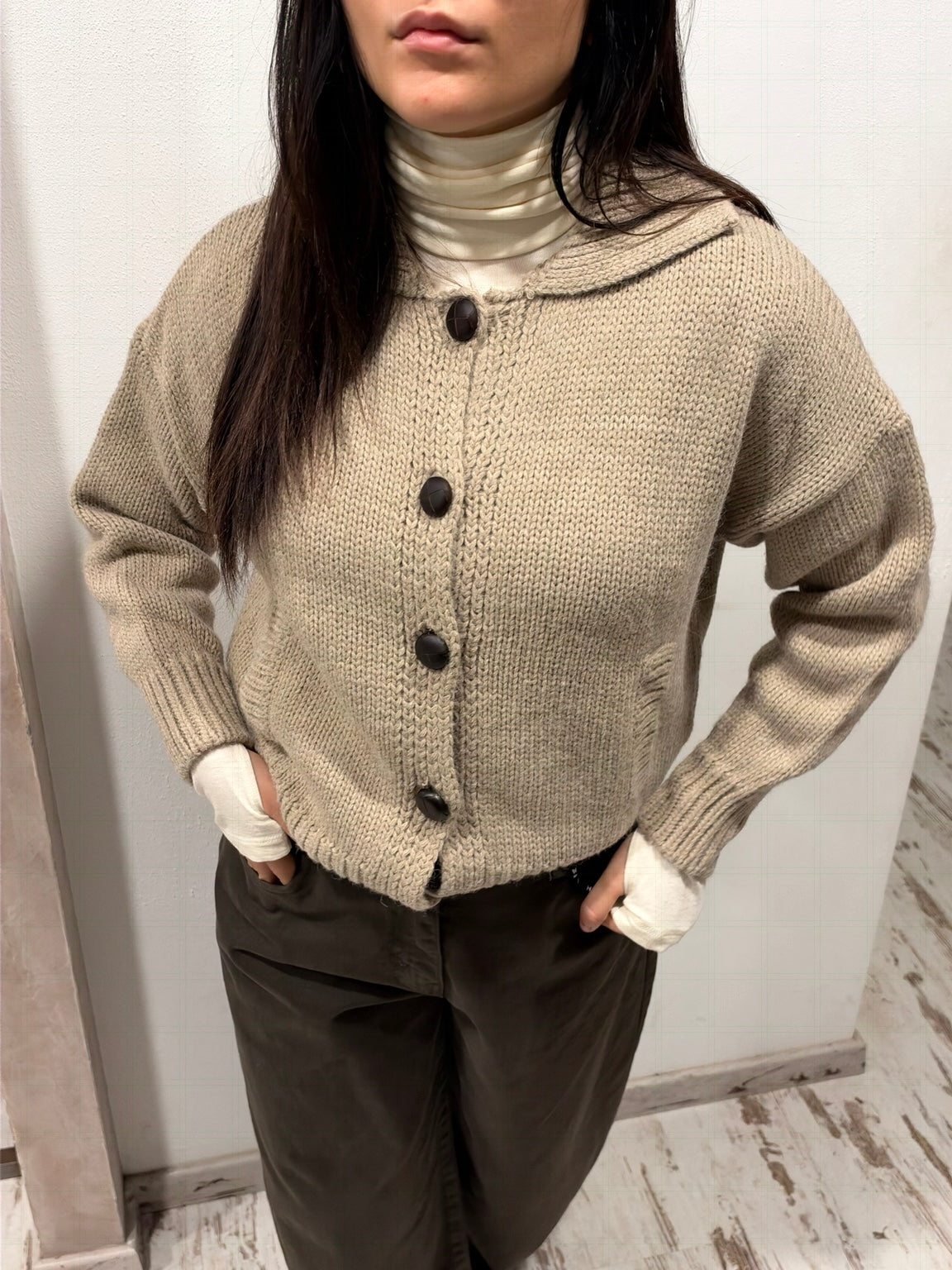 Dettaglio costa inglese cardigan Vicolo