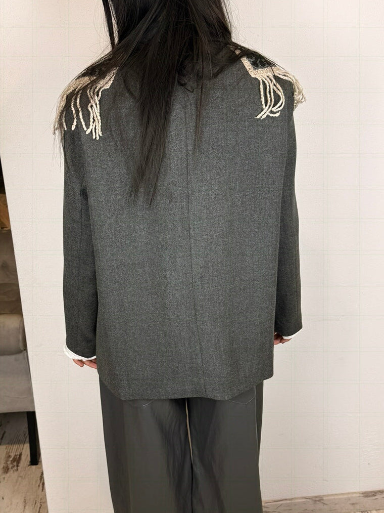 Giacca spalle crochet Vicolo antracite dettaglio