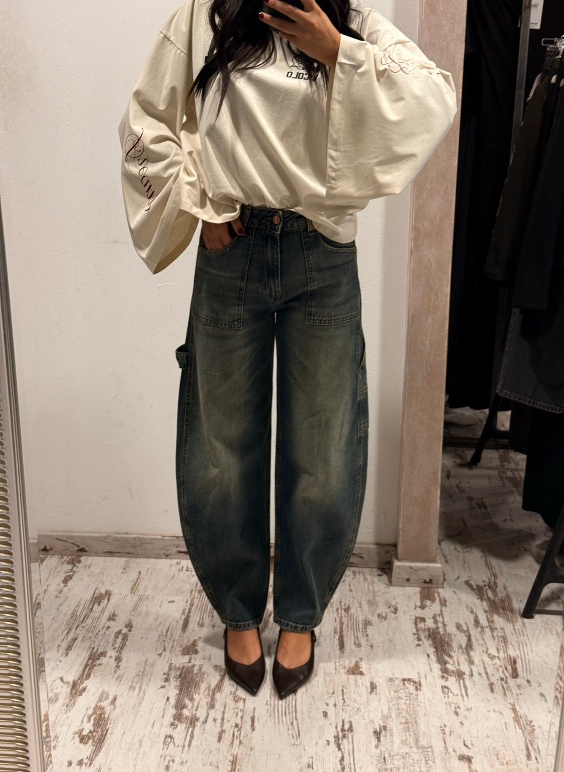 Jeans Worker Sporcato Tensione In - vista frontale dettaglio