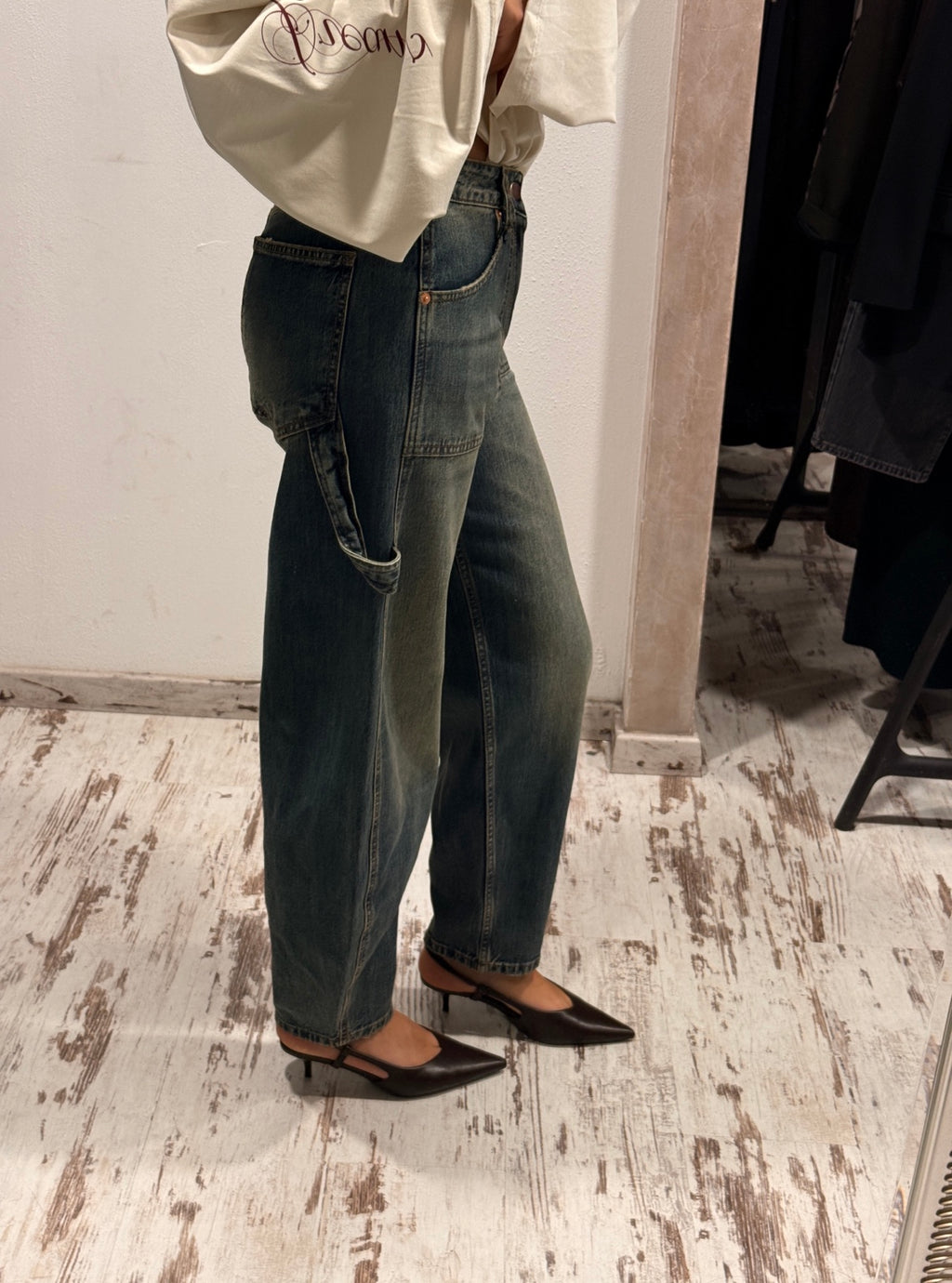 Jeans Worker Sporcato Tensione In - vista laterale