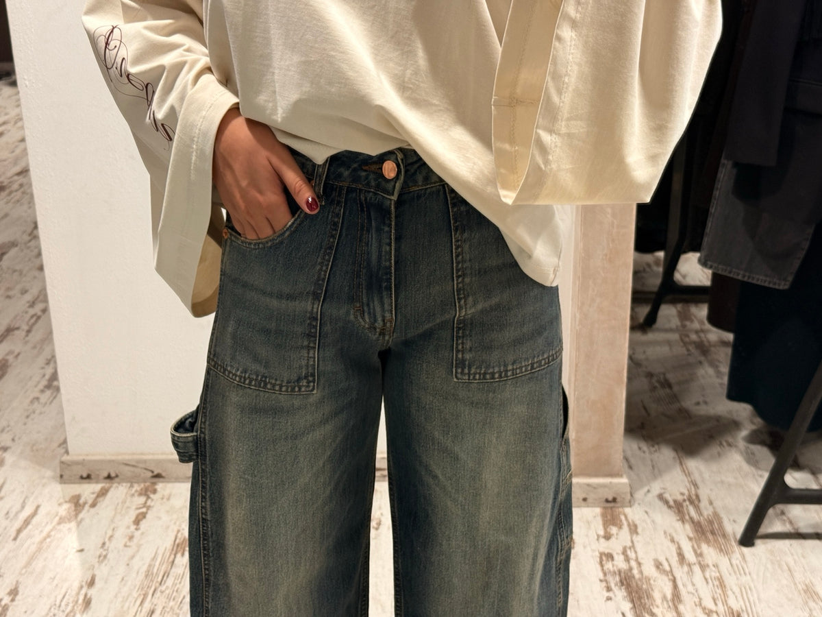 Jeans Worker Sporcato Tensione In - dettaglio vita e tasche