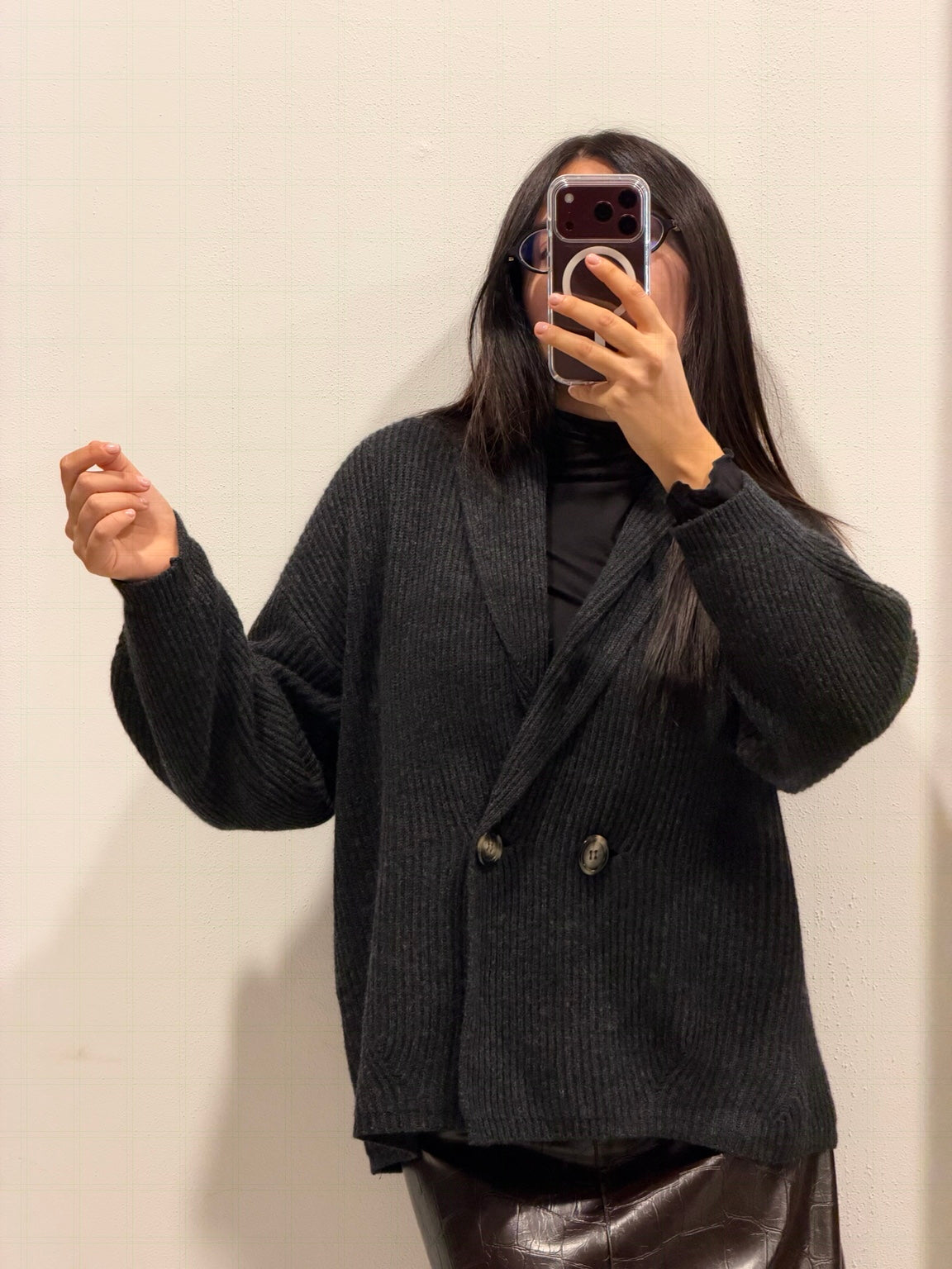 P Coat in maglia nero Tensione In
