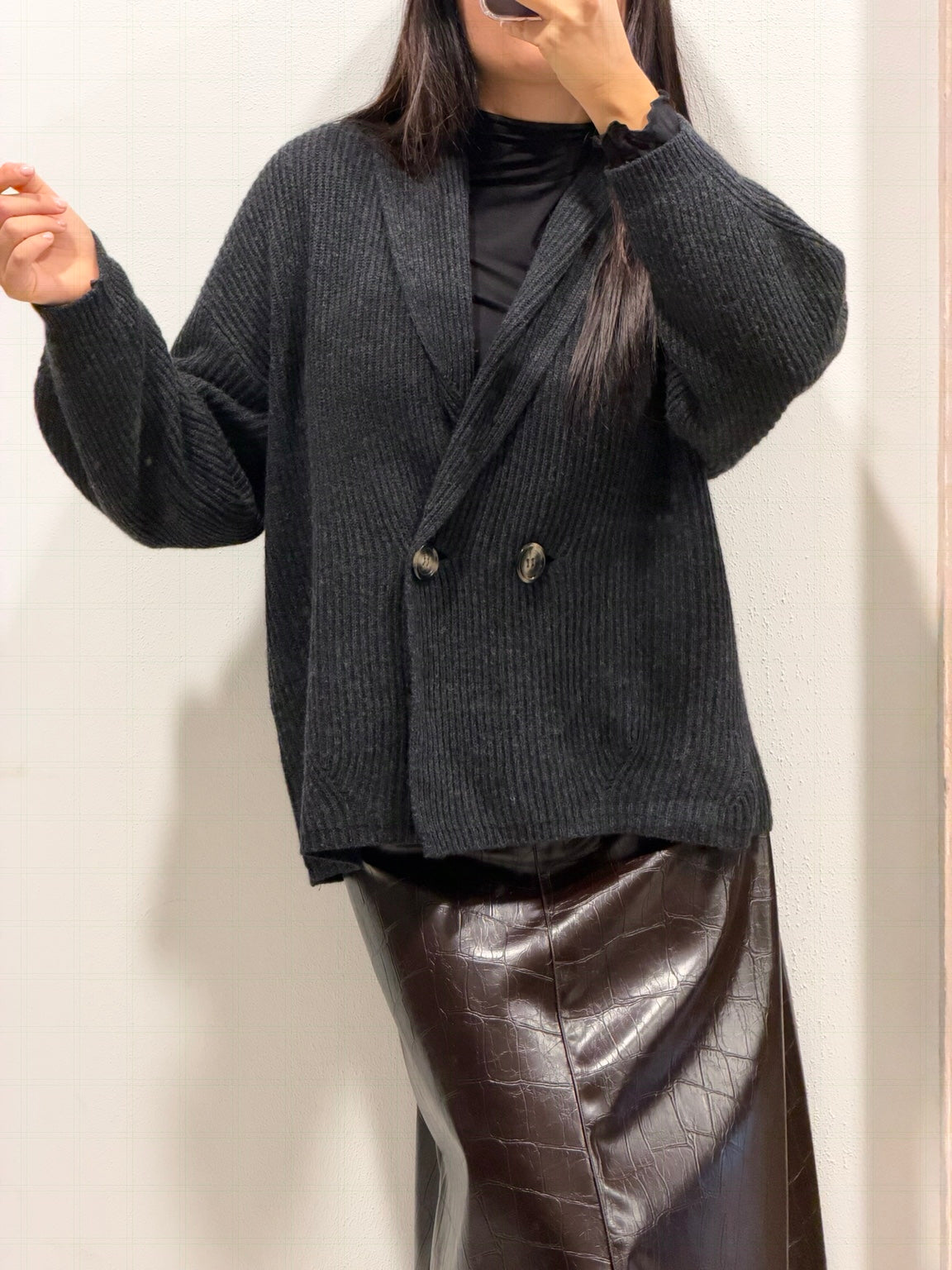 P Coat in maglia nero Tensione In