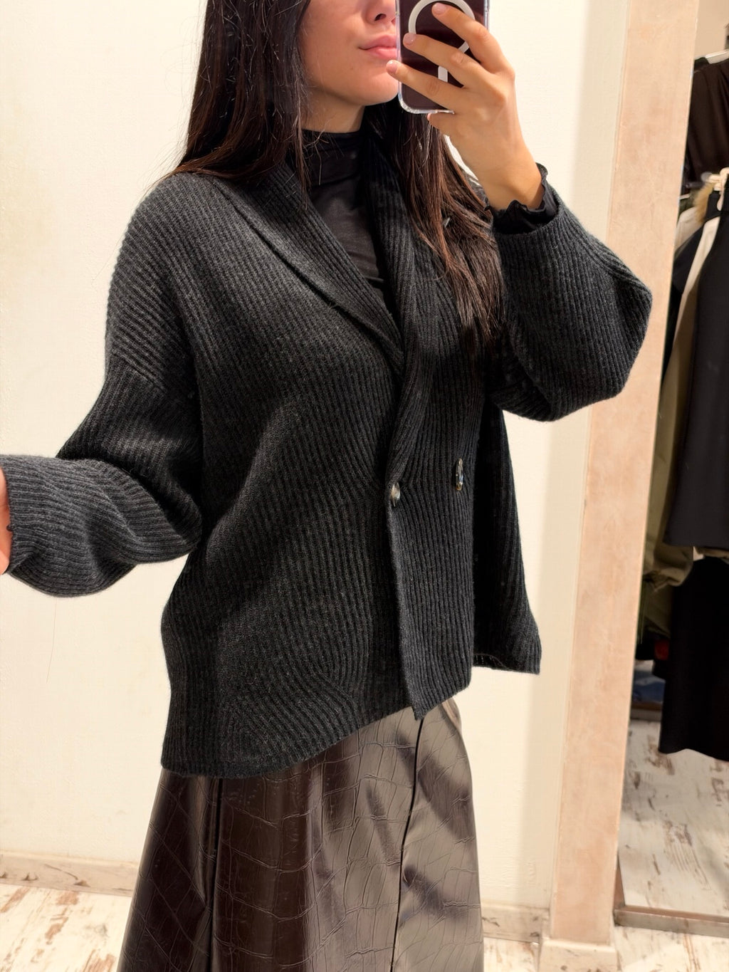 P Coat in maglia nero Tensione In