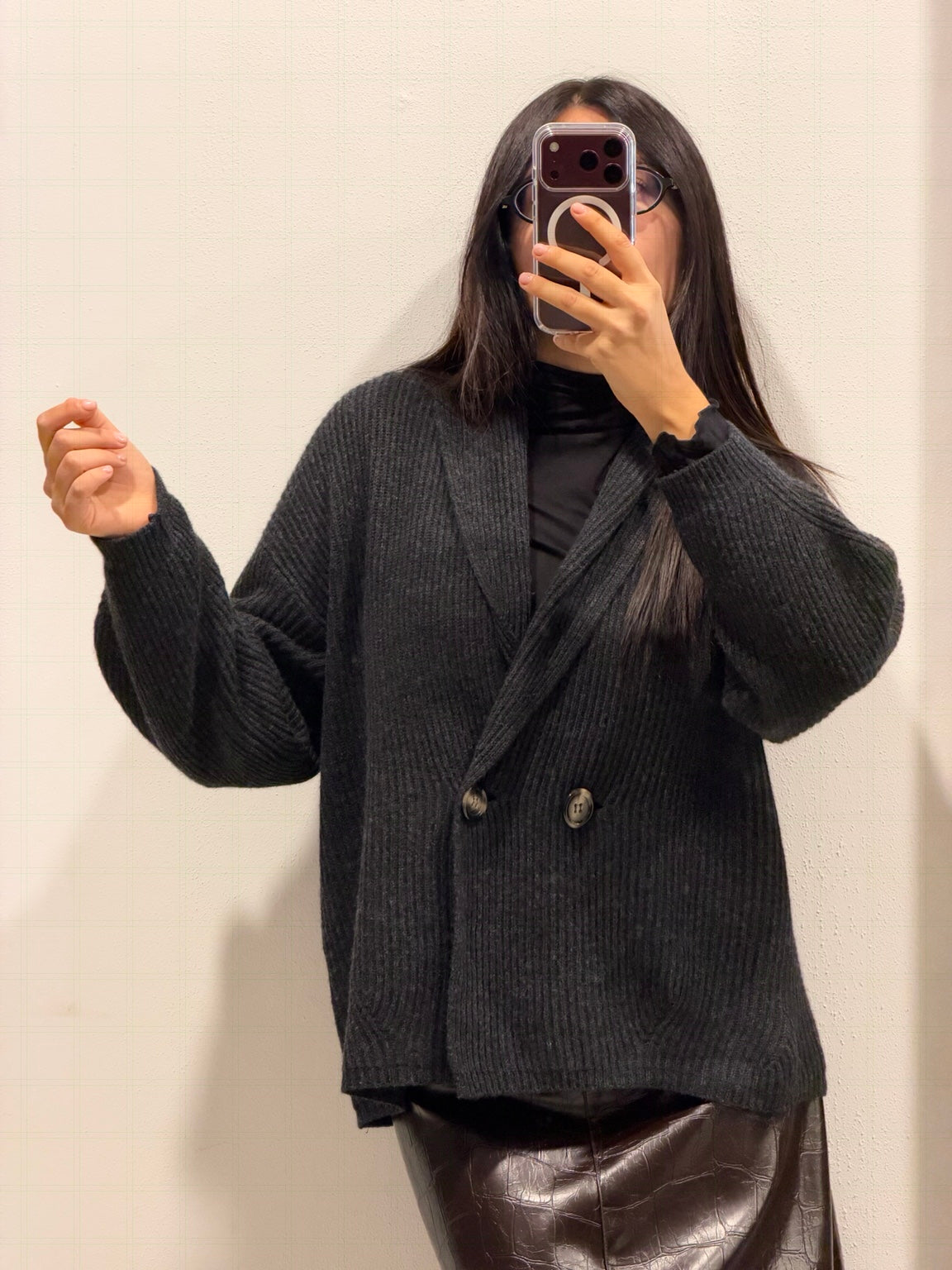 P Coat in maglia nero Tensione In