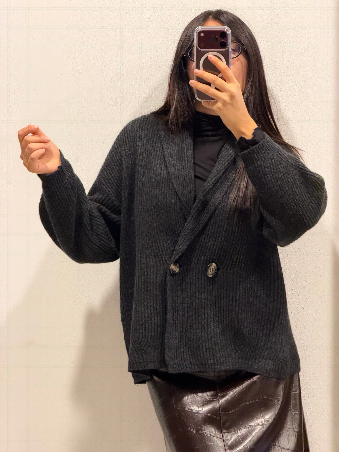P Coat in maglia nero Tensione In