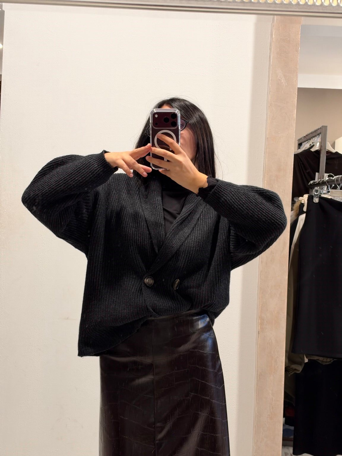 P Coat in maglia nero Tensione In