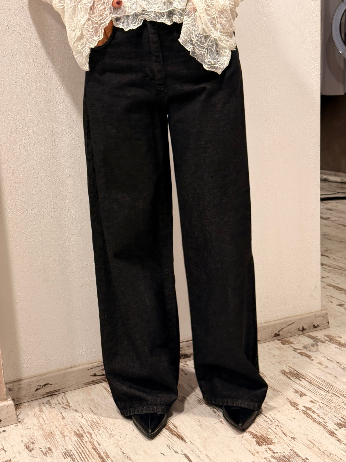 Pantalone Bella Denim Nero - vista frontale